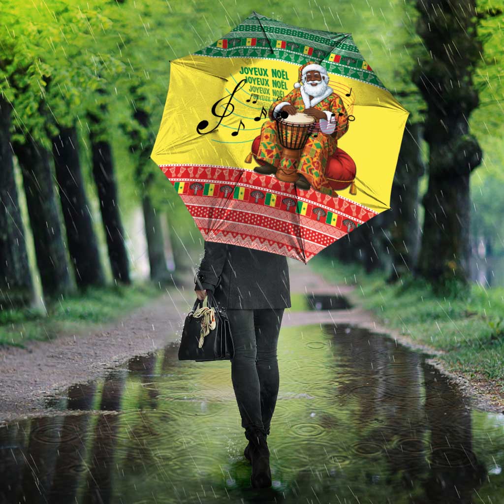Senegal Christmas Umbrella Black Santa Playing Djembe Drum
