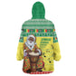 Afro Chirstmas in Senegal Wearable Blanket Hoodie Black Santa Playing Djembe Drum - African Pride