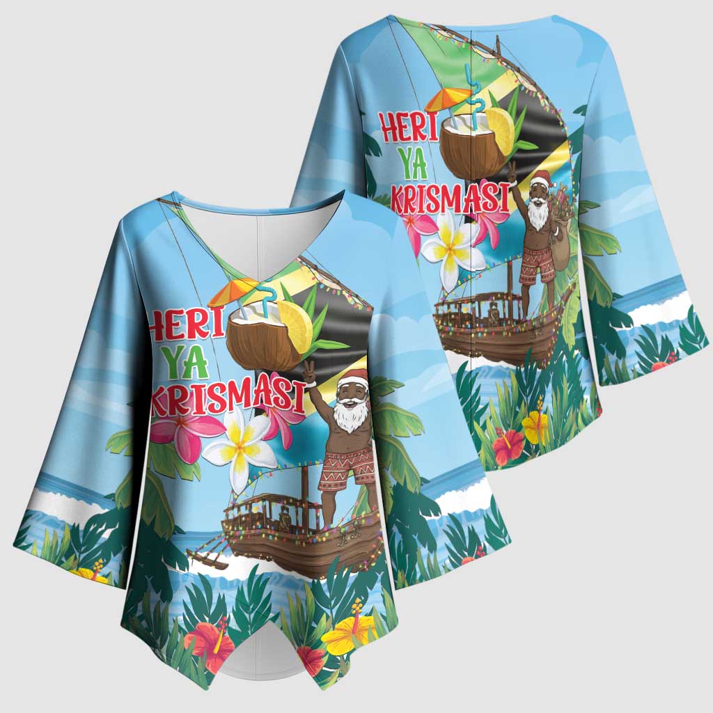 Tanzania Christmas Kimono Sleeve Blouse Heri ya Krismasi
