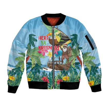 Afro Chirstmas in Tanzania Sleeve Zip Bomber Jacket Heri ya Krismasi - African Pride