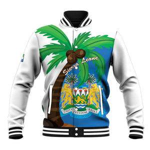 Personalised Afro Sierra Leone Baseball Jacket Coat Of Arms With Flag Map