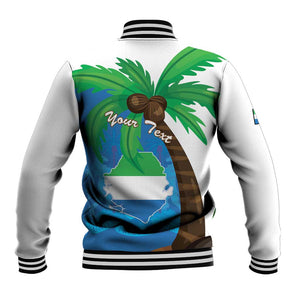 Personalised Afro Sierra Leone Baseball Jacket Coat Of Arms With Flag Map