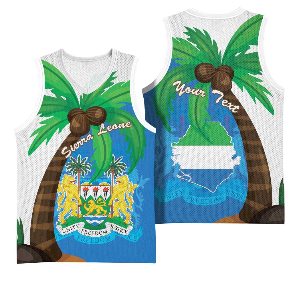 Personalised Afro Sierra Leone Basketball Jersey Coat Of Arms With Flag Map LT15