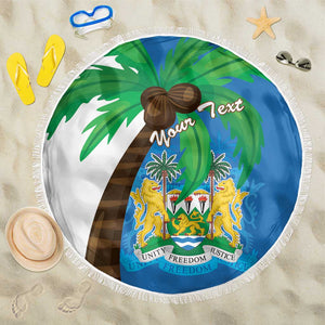 Personalised Afro Sierra Leone Beach Blanket Coat Of Arms With Flag Map