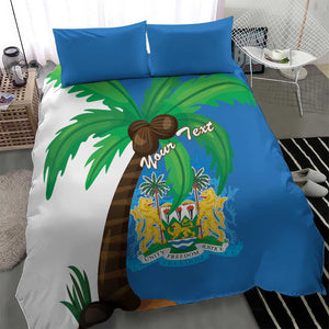 Personalised Afro Sierra Leone Bedding Set Coat Of Arms With Flag Map