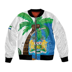 Personalised Afro Sierra Leone Bomber Jacket Coat Of Arms With Flag Map