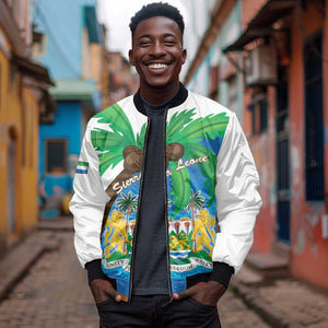 Personalised Afro Sierra Leone Bomber Jacket Coat Of Arms With Flag Map