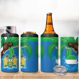 Personalised Afro Sierra Leone 4 in 1 Can Cooler Tumbler Coat Of Arms With Flag Map