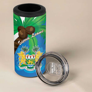 Personalised Afro Sierra Leone 4 in 1 Can Cooler Tumbler Coat Of Arms With Flag Map