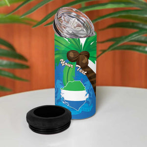 Personalised Afro Sierra Leone 4 in 1 Can Cooler Tumbler Coat Of Arms With Flag Map