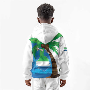 Personalised Afro Sierra Leone Kid Hoodie Coat Of Arms With Flag Map