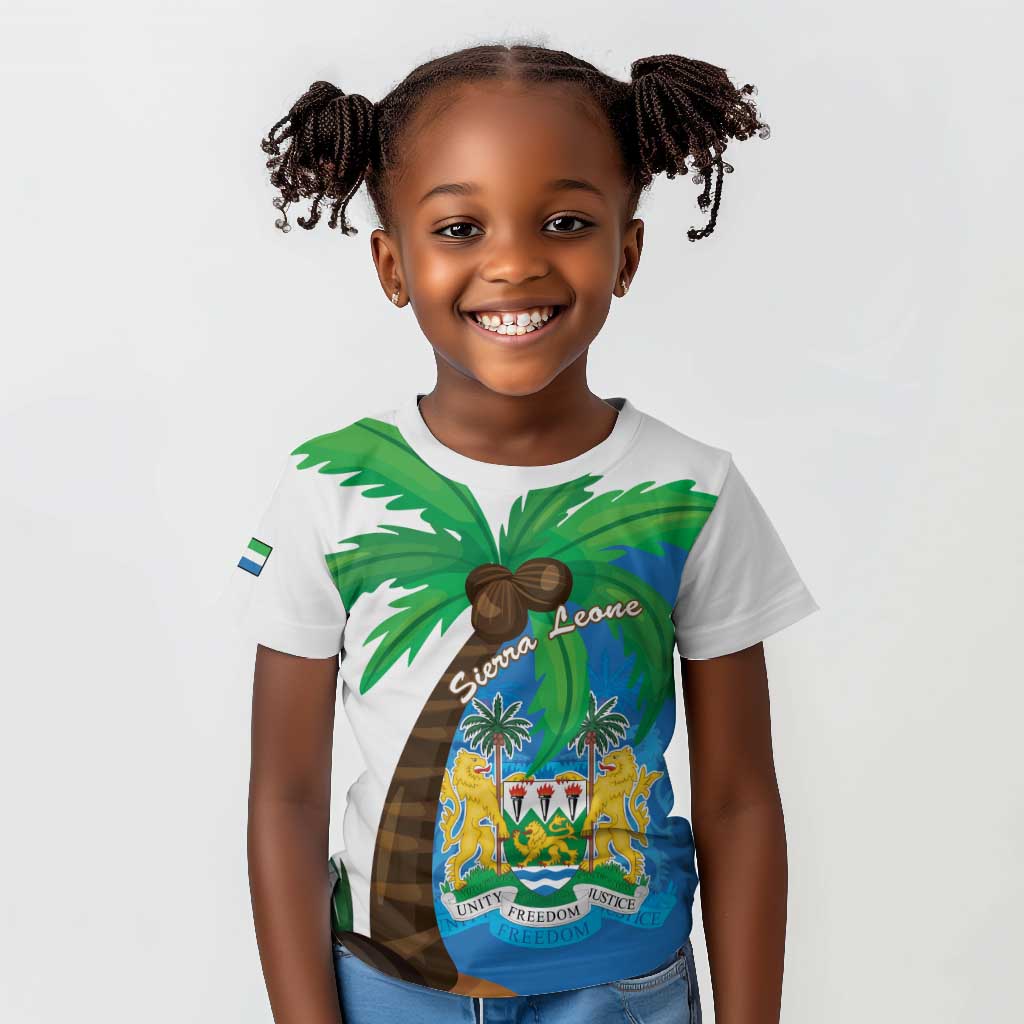 Personalised Afro Sierra Leone Kid T shirt Coat Of Arms With Flag Map