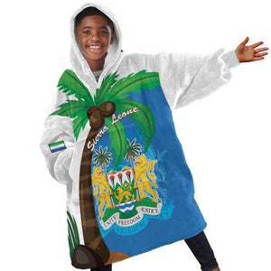 Personalised Afro Sierra Leone Kid Wearable Blanket Hoodie Coat Of Arms With Flag Map