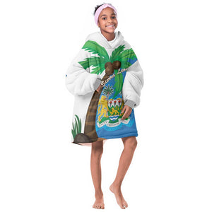 Personalised Afro Sierra Leone Kid Wearable Blanket Hoodie Coat Of Arms With Flag Map