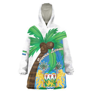 Personalised Afro Sierra Leone Kid Wearable Blanket Hoodie Coat Of Arms With Flag Map