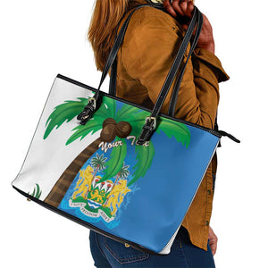 Personalised Afro Sierra Leone Leather Tote Bag Coat Of Arms With Flag Map