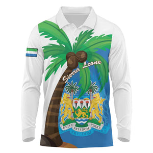 Personalised Afro Sierra Leone Long Sleeve Polo Shirt Coat Of Arms With Flag Map