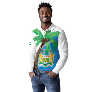 Personalised Afro Sierra Leone Long Sleeve Polo Shirt Coat Of Arms With Flag Map