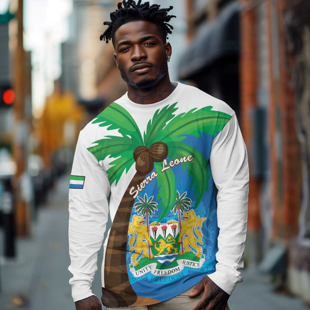 Personalised Afro Sierra Leone Long Sleeve Shirt Coat Of Arms With Flag Map