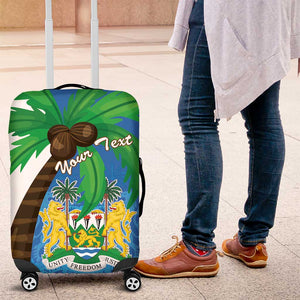 Personalised Afro Sierra Leone Luggage Cover Coat Of Arms With Flag Map