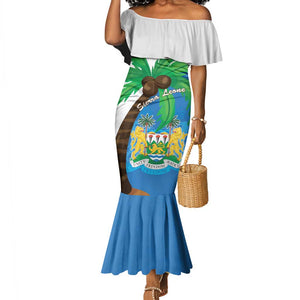 Personalised Afro Sierra Leone Mermaid Dress Coat Of Arms With Flag Map