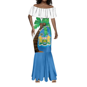 Personalised Afro Sierra Leone Mermaid Dress Coat Of Arms With Flag Map