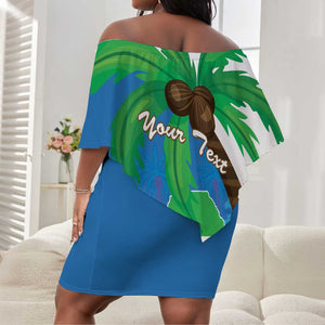 Personalised Afro Sierra Leone Off Shoulder Short Dress Coat Of Arms With Flag Map