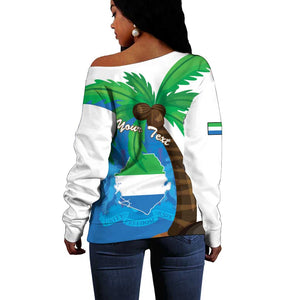 Personalised Afro Sierra Leone Off Shoulder Sweater Coat Of Arms With Flag Map