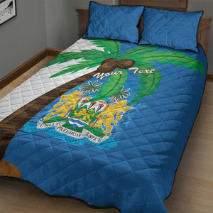 Personalised Afro Sierra Leone Quilt Bed Set Coat Of Arms With Flag Map