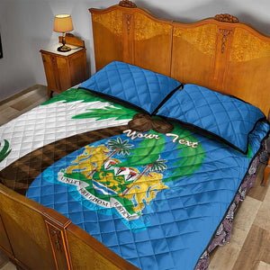 Personalised Afro Sierra Leone Quilt Bed Set Coat Of Arms With Flag Map