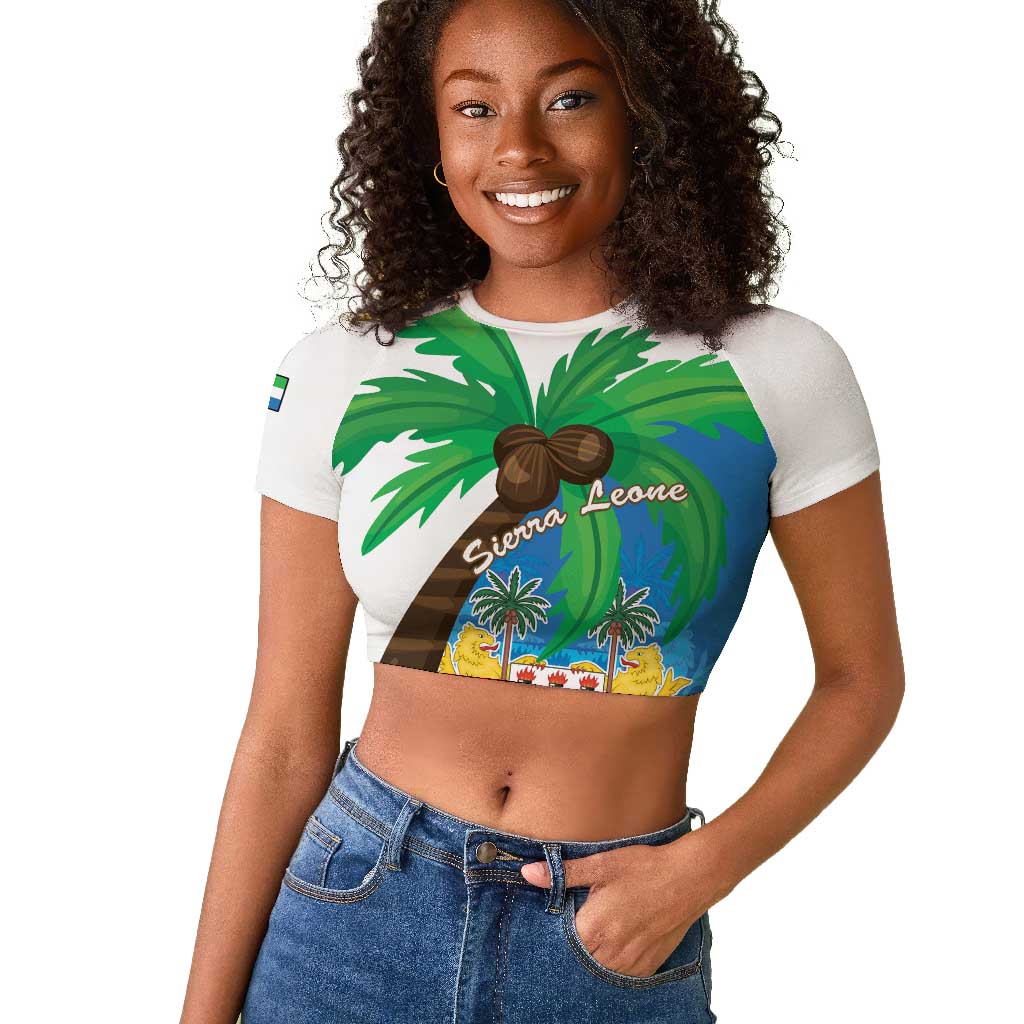 Personalised Afro Sierra Leone Raglan Cropped T shirt Coat Of Arms With Flag Map