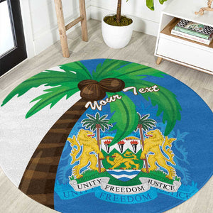 Personalised Afro Sierra Leone Round Carpet Coat Of Arms With Flag Map