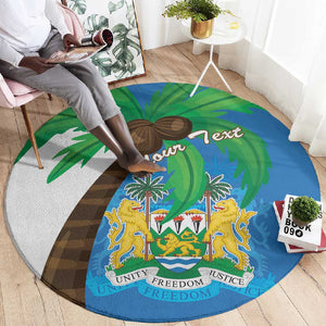 Personalised Afro Sierra Leone Round Carpet Coat Of Arms With Flag Map