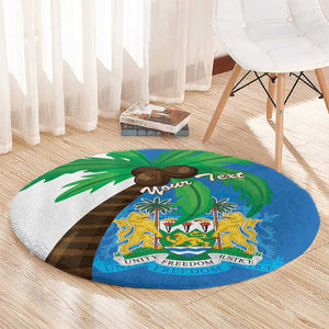 Personalised Afro Sierra Leone Round Carpet Coat Of Arms With Flag Map