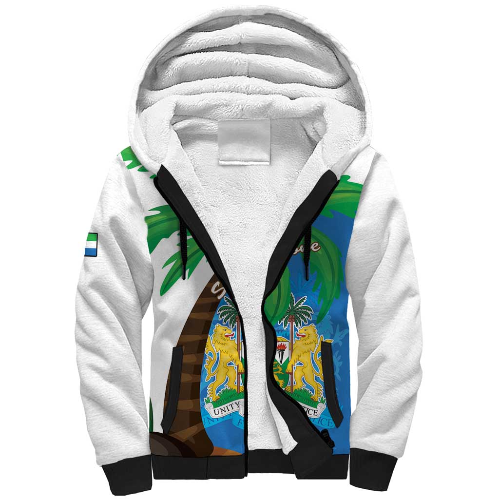 Personalised Afro Sierra Leone Sherpa Hoodie Coat Of Arms With Flag Map