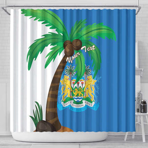 Personalised Afro Sierra Leone Shower Curtain Coat Of Arms With Flag Map