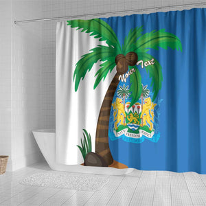 Personalised Afro Sierra Leone Shower Curtain Coat Of Arms With Flag Map