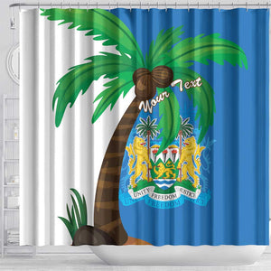 Personalised Afro Sierra Leone Shower Curtain Coat Of Arms With Flag Map