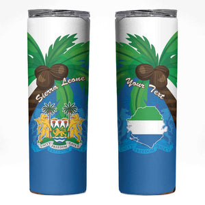 Personalised Afro Sierra Leone Skinny Tumbler Coat Of Arms With Flag Map