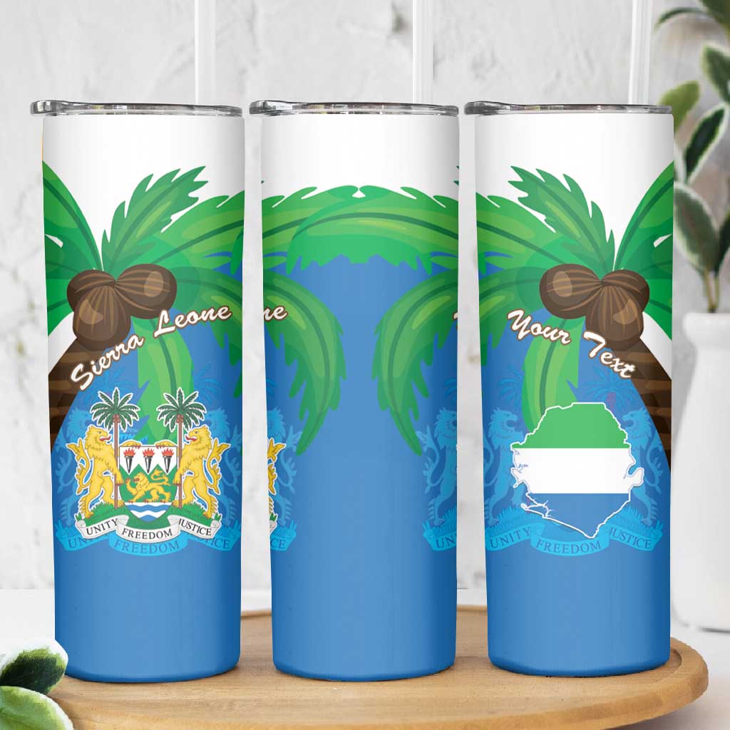 Personalised Afro Sierra Leone Skinny Tumbler Coat Of Arms With Flag Map