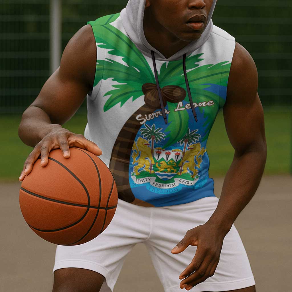 Personalised Afro Sierra Leone Sleeveless Hoodie Coat Of Arms With Flag Map - African Pride