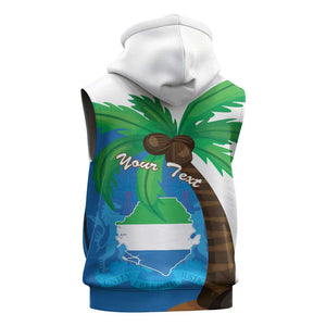 Personalised Afro Sierra Leone Sleeveless Zip Hoodie Coat Of Arms With Flag Map - African Pride