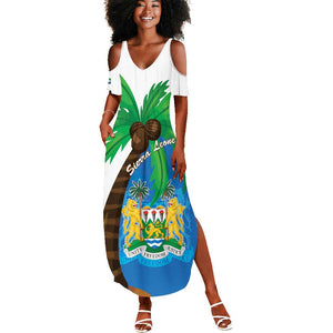 Personalised Afro Sierra Leone Summer Maxi Dress Coat Of Arms With Flag Map