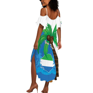 Personalised Afro Sierra Leone Summer Maxi Dress Coat Of Arms With Flag Map