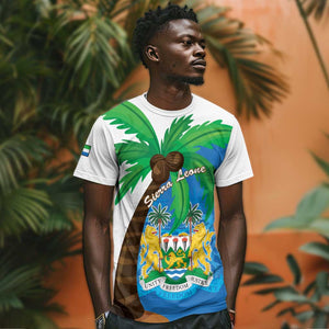 Personalised Afro Sierra Leone T shirt Coat Of Arms With Flag Map