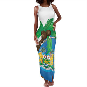 Personalised Afro Sierra Leone Tank Maxi Dress Coat Of Arms With Flag Map