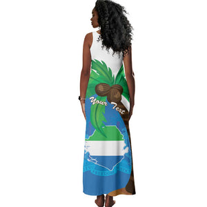 Personalised Afro Sierra Leone Tank Maxi Dress Coat Of Arms With Flag Map