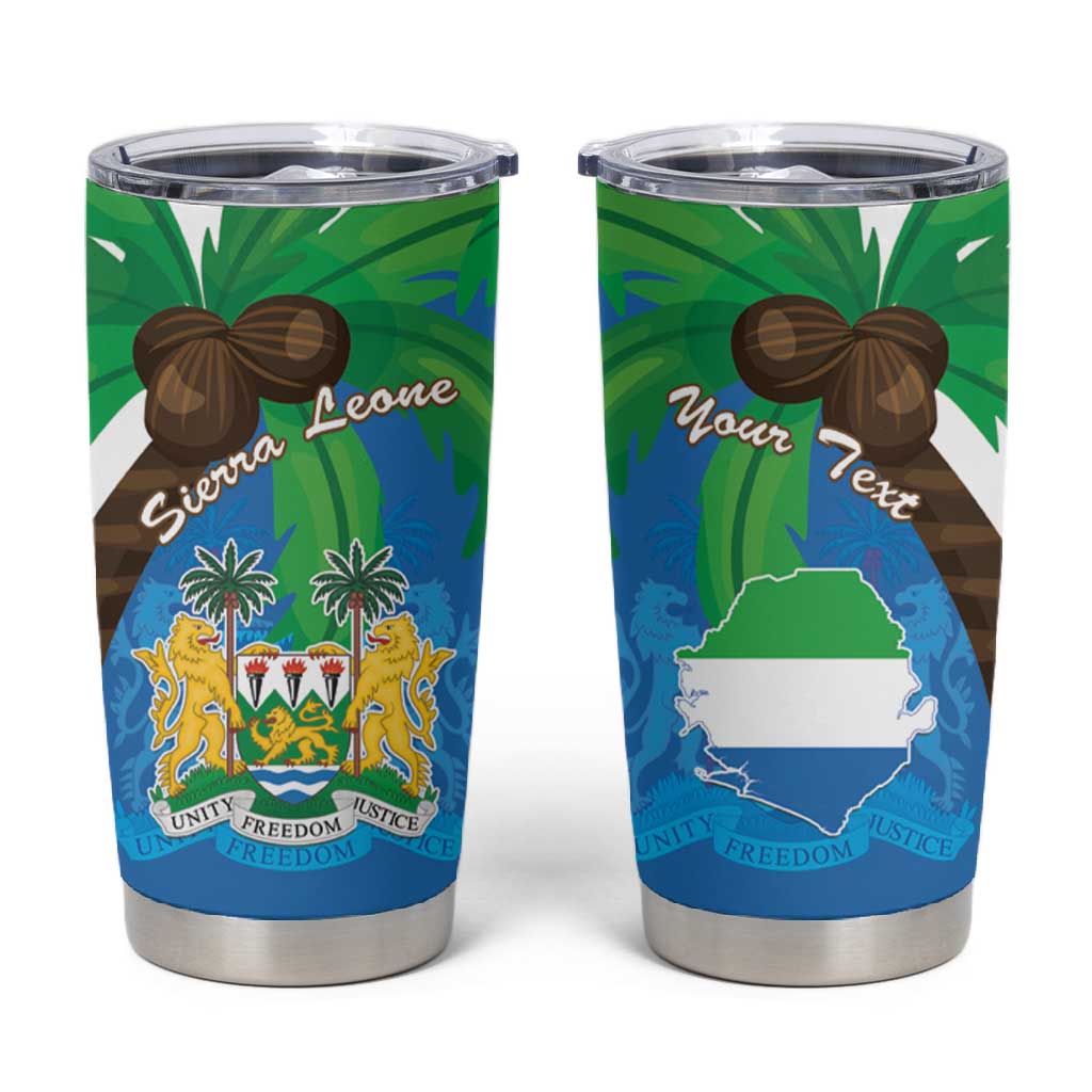 Personalised Afro Sierra Leone Tumbler Cup Coat Of Arms With Flag Map