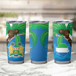 Personalised Afro Sierra Leone Tumbler Cup Coat Of Arms With Flag Map