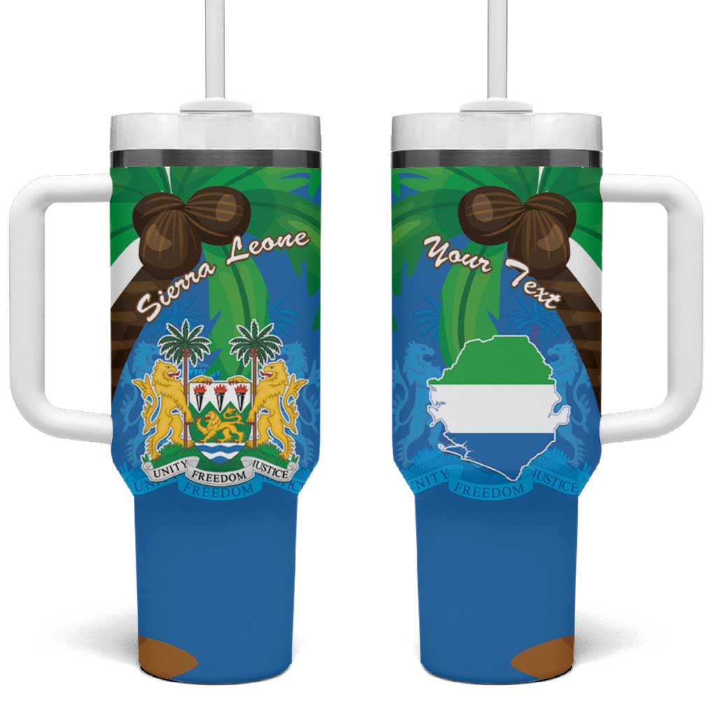 Personalised Afro Sierra Leone Tumbler With Handle Coat Of Arms With Flag Map